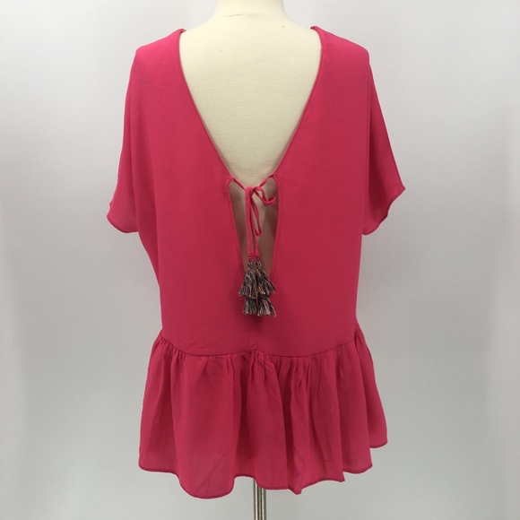 Zara Tops - Zara Open Back Tassel Peplum Top